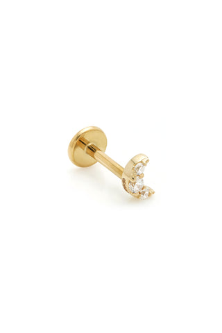 BFF 14ct Gold Crystal Moon with Gold Titanium Flat Back Studs (Pair)