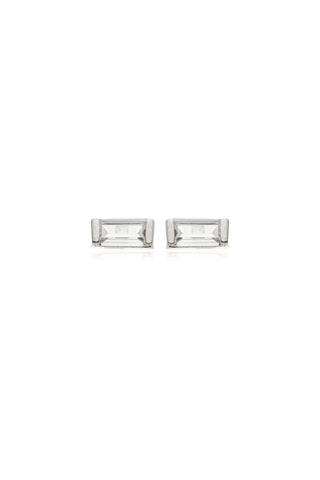 BFF 14ct White Gold Baguette with Titanium Flat Back Studs (Pair)