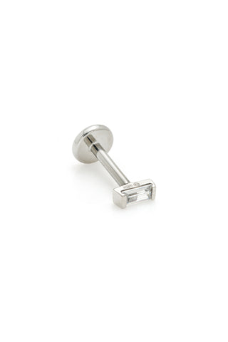 BFF 14ct White Gold Baguette with Titanium Flat Back Studs (Pair)