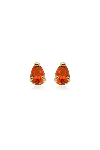 BFF 14ct Gold Garnet CZ Pear with Gold Titanium Flat Back Studs (Pair)