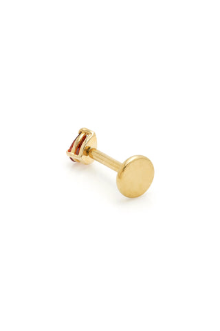 BFF 14ct Gold Garnet CZ Pear with Gold Titanium Flat Back Studs (Pair)