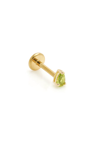 BFF 14ct Gold Peridot CZ Pear with Gold Titanium Flat Back Studs (Pair)