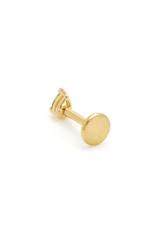 BFF 14ct Gold Peridot CZ Pear with Gold Titanium Flat Back Studs (Pair)
