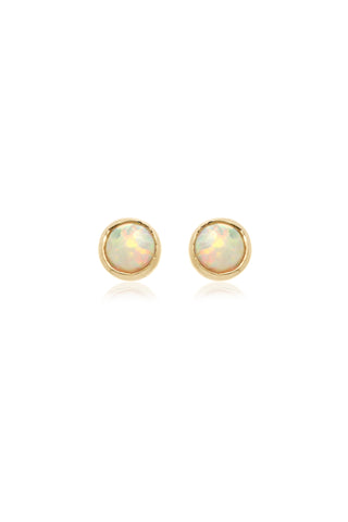 BFF 14ct Gold Opal with Gold Titanium Flat Back Studs (Pair)