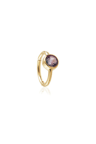 Solid 14ct Gold Facetted Amethyst Hinge Ring