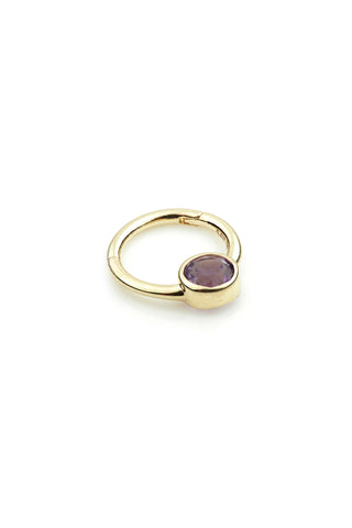 Solid 14ct Gold Amethyst Bezel Set Daith Ring