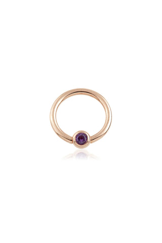 Solid 14ct Rose Gold Amethyst Ball Closure Ring