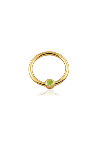 Solid 14ct Gold Peridot Ball Closure Ring