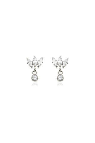 BFF Titanium Crystal Fan Pendant Flat Back Stud Earrings