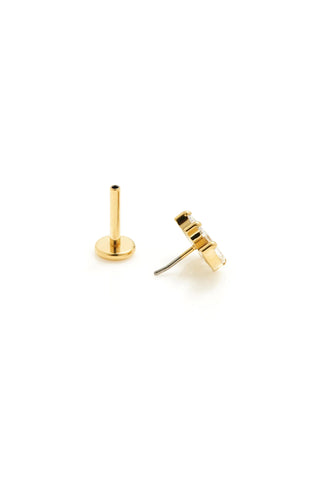 BFF Gold Titanium Crystal Marquise Fan Flat Back Stud Earrings
