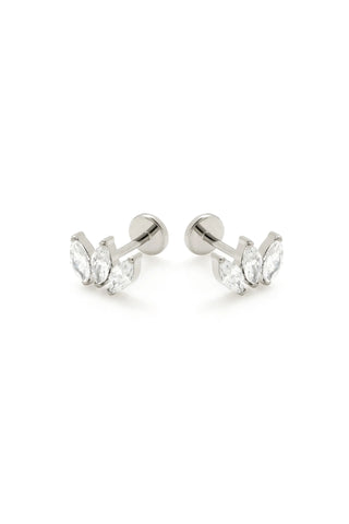 BFF Titanium Crystal Marquise Fan Flat Back Stud Earrings