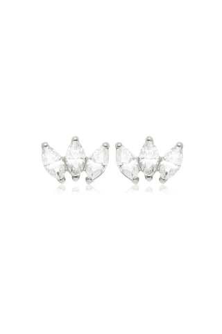 BFF Titanium Crystal Marquise Fan Flat Back Stud Earrings