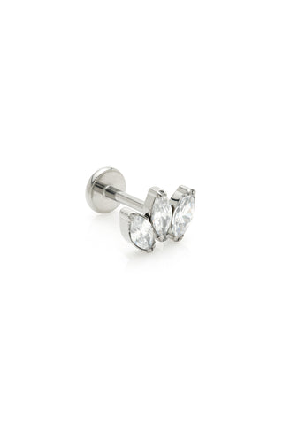 BFF Titanium Crystal Marquise Fan Flat Back Stud Earrings