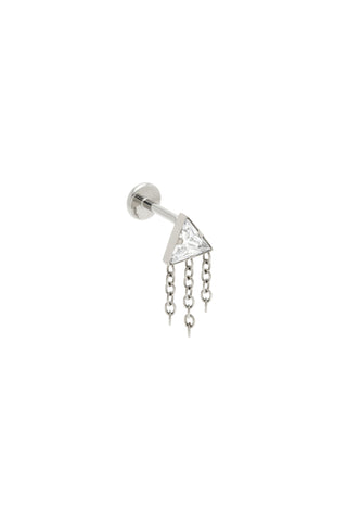 BFF Titanium Crystal Trillion Chain Flat Back Stud Earrings