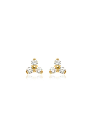 BFF Gold Titanium Crystal Trinity Flat Back Stud Earrings