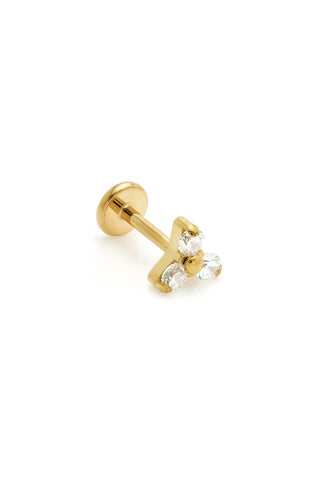 BFF Gold Titanium Crystal Trinity Flat Back Stud Earrings