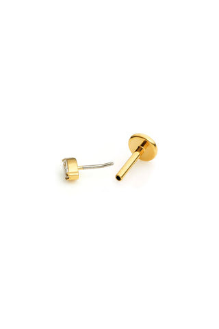 BFF Gold Titanium Crystal Marquise Flat Back Stud Earrings