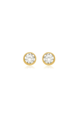 BFF Gold Titanium Crystal Flat Back Stud Earrings 3mm