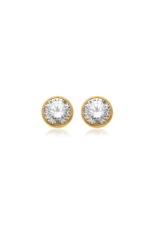 BFF Gold Titanium Crystal Flat Back Stud Earrings 4mm