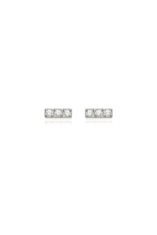 BFF Titanium Crystal Bar Flat Back Stud Earrings