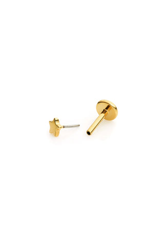 BFF Gold Titanium Star Flat Back Stud Earrings