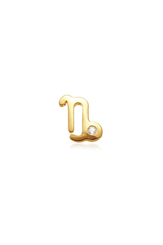Capricorn Solid Gold Jewelled Zodiac Barbell Earring