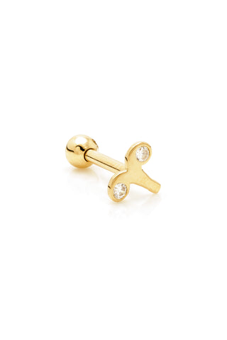 Aries Solid Gold Jewelled Zodiac Barbell Earring