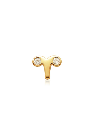 Aries Solid Gold Jewelled Zodiac Barbell Earring