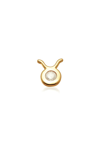 Taurus Solid Gold Jewelled Zodiac Barbell Earring