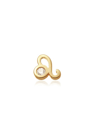 Leo Solid Gold Jewelled Zodiac Barbell Earring