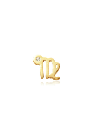 Virgo Solid Gold Jewelled Zodiac Barbell Earring