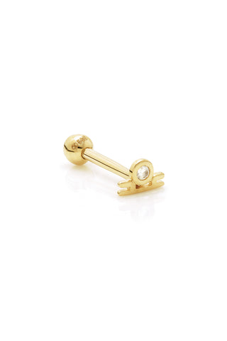 Libra Solid Gold Jewelled Zodiac Barbell Earring