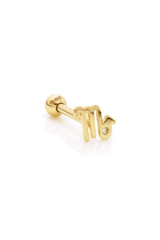 Scorpio Solid Gold Jewelled Zodiac Barbell Earring