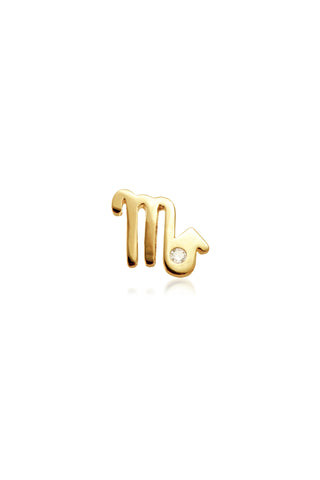 Scorpio Solid Gold Jewelled Zodiac Barbell Earring
