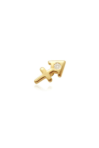 Sagittarius Solid Gold Jewelled Zodiac Barbell Earring