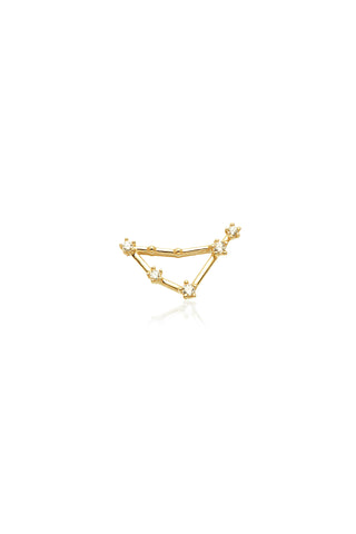 Capricorn Solid Gold Jewelled Zodiac Constellation Barbell Earring