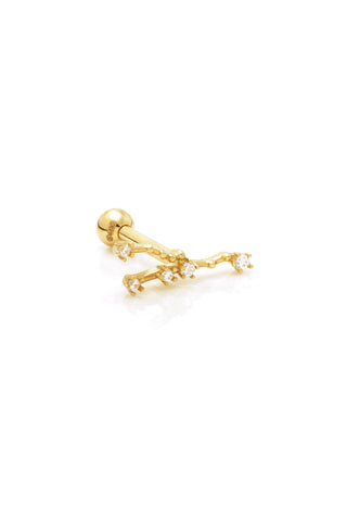 Taurus Solid Gold Jewelled Zodiac Constellation Barbell Earring