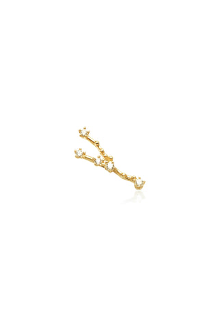 Taurus Solid Gold Jewelled Zodiac Constellation Barbell Earring