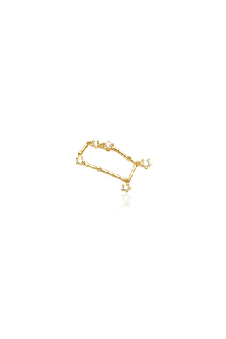 Gemini Solid Gold Jewelled Zodiac Constellation Barbell Earring
