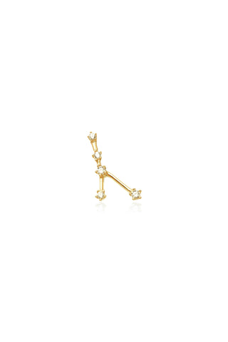 Cancer Solid Gold Jewelled Zodiac Constellation Barbell Earring