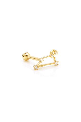 Leo Solid Gold Jewelled Zodiac Constellation Barbell Earring