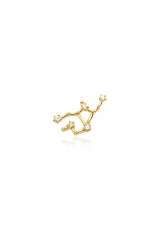 Virgo Solid Gold Jewelled Zodiac Constellation Barbell Earring