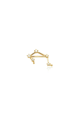 Libra Solid Gold Jewelled Zodiac Constellation Barbell Earring