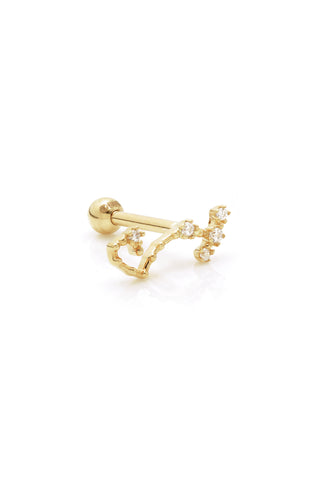 Scorpio Solid Gold Jewelled Zodiac Constellation Barbell Earring