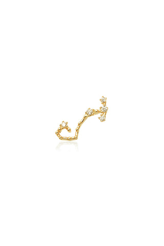 Scorpio Solid Gold Jewelled Zodiac Constellation Barbell Earring