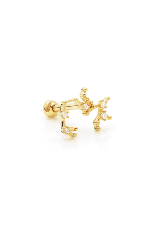 Sagittarius Solid Gold Jewelled Zodiac Constellation Barbell Earring