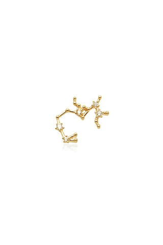 Sagittarius Solid Gold Jewelled Zodiac Constellation Barbell Earring