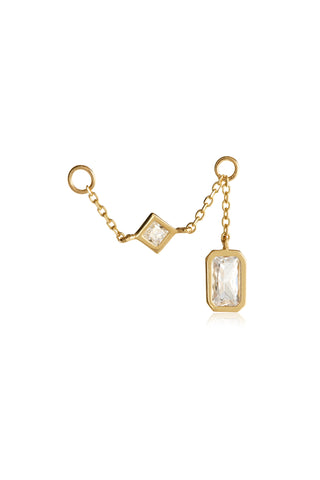 Solid 14ct Gold Chain with Jewelled Baguette & Square Attachment