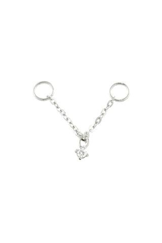 Solid 9ct White Gold Hanging Gem Chain Charm for Bars