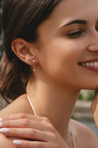 Solid 14ct Gold Hanging Chain with Diamond Charm - White Gold